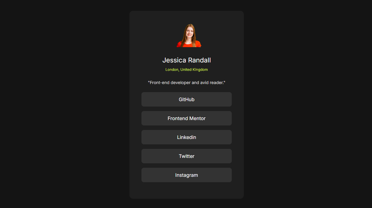 Captura de tela do Social Links, um site que centraliza informações de contato e perfis de redes sociais.
